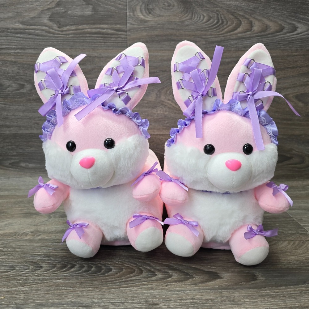 DOLLS KILL Cottontail Chic Rabbit Slippers Womens Small/Medium Pink Coquette